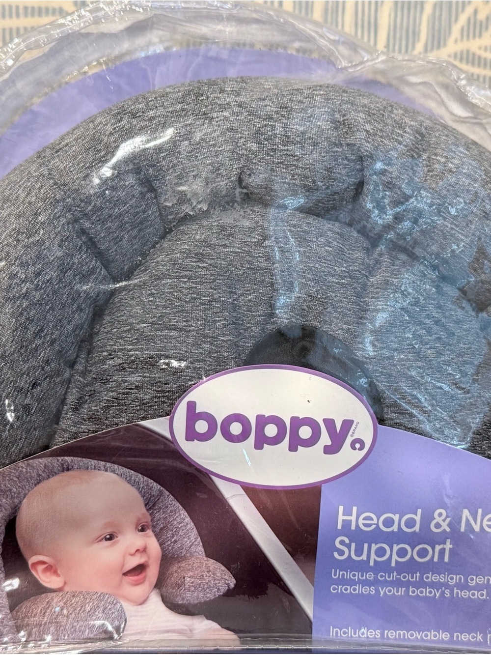 Boppy Gray and Purple Head & Neck Support Pillow